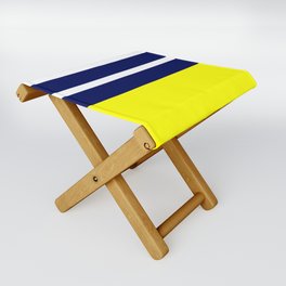 Summer Patio Perfect, Yellow, White & Navy Folding Stool