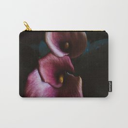 Flowers - Calla Lilies - Pink floral on black Carry-All Pouch