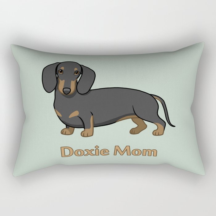 Cute Black Tan Dachshund Dog Doxie Mom Rectangular Pillow
