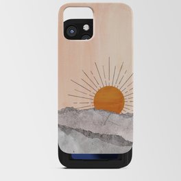 Abstract sunset, grey and blush landscape iPhone Card Case
