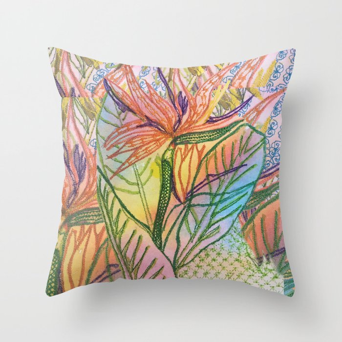 Textured Bird of Paradise Plant Throw Pillow