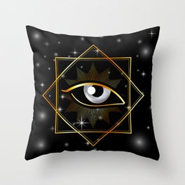 All seeing eye of Providence or Illuminati masonic symbol golden Throw Pillow