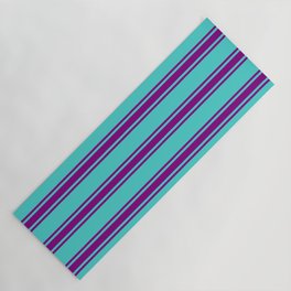 [ Thumbnail: Turquoise and Purple Colored Lines/Stripes Pattern Yoga Mat ]