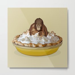 Lemon ‘Merangutan’ Pie - Orangutan Monkey in Lemon Meringue Pie Metal Print