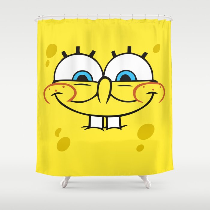 New Spongebob Squarepants Face Pattern Waterproof Shower Curtain