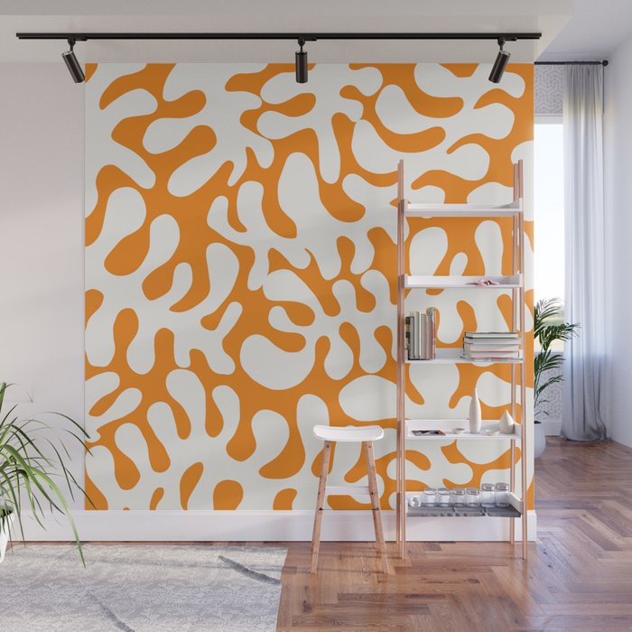 White Matisse cut outs seaweed pattern 15 Wall Mural