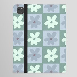Modern Teal Blue Spring Retro Flower Pop iPad Folio Case