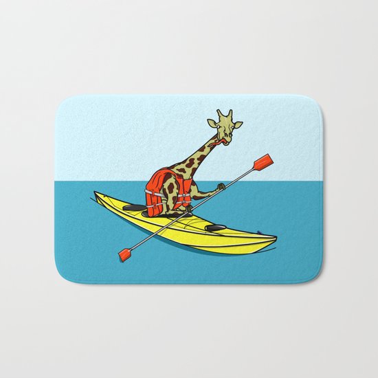 Giraffe Sea Kayaking Bath Mat