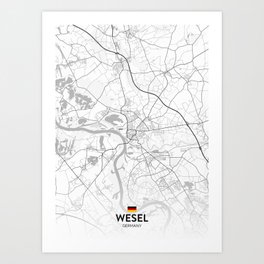 Wesel, Germany - Light City Map Art Print | De, Europemap, City, Cityposter, Lightmap, Country, Townmap, Town, Citymap, Lightcitymap 