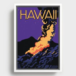 Hawaii Vintage vacation print. Framed Canvas