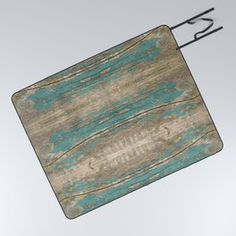 Rustic Wood - Beautiful Weathered Wooden Plank - knotty wood weathered turquoise paint Picnic Blanket