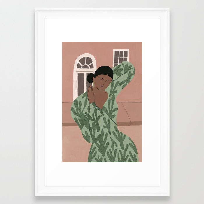 An Abstract Cacti Dress Framed Art Print By Isabellefeliu Society6