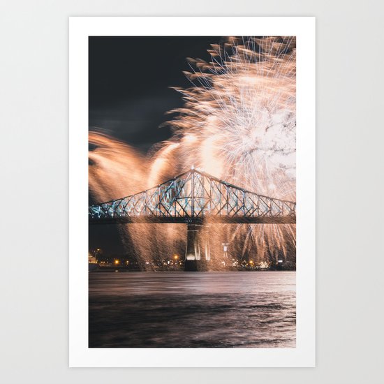 Fireworks bridge Art Print