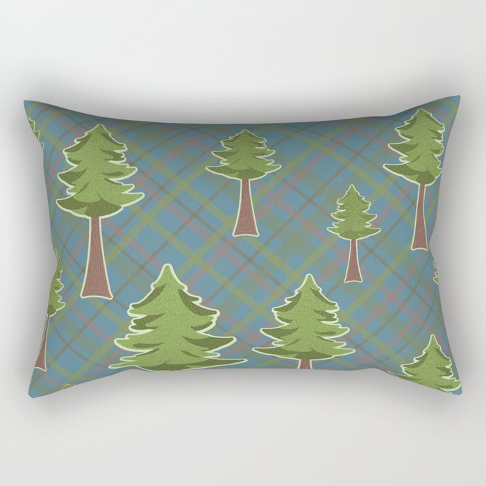 Trees on Plaid Rectangular Pillow