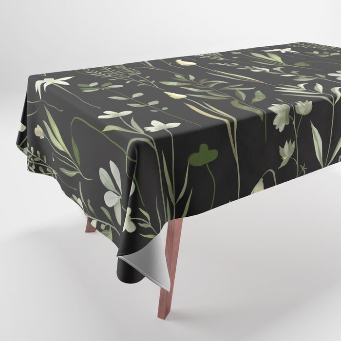 Watercolor Botanical Greenery Pattern Tablecloth