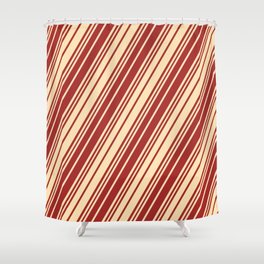 [ Thumbnail: Brown and Beige Colored Lines/Stripes Pattern Shower Curtain ]