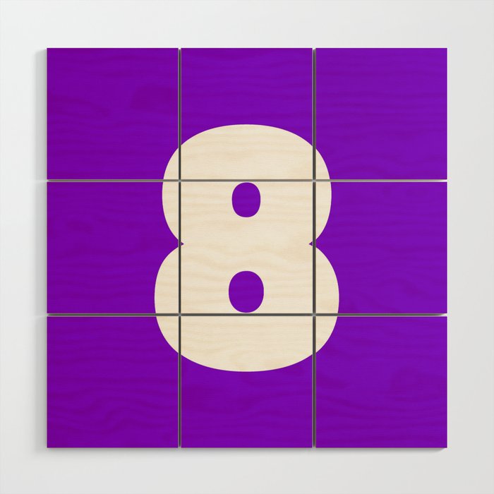 8 (White & Violet Number) Wood Wall Art