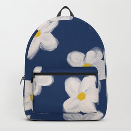 Lilibeth - Retro Daisy Flowers on Navy Blue Backpack