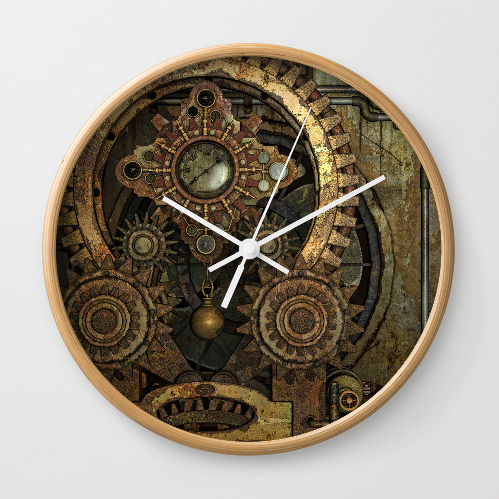 Yaateeh Rusty Steampunk Clock Gears Metal Machine Gold Throw Pillow Covers De... 