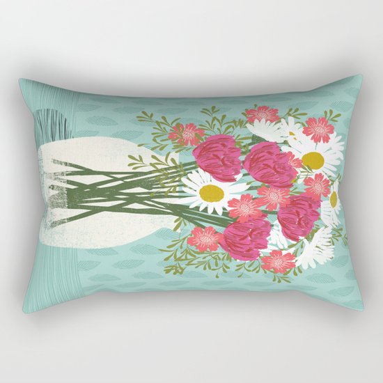 Vase of Daisies floral flowers spring summer mother's day illustration Andrea Lauren Rectangular Pillow