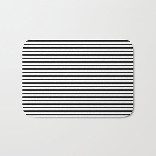 White Black Stripe Minimalist Bath Mat