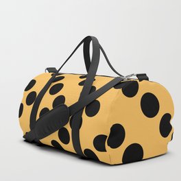 Black Retro Geometric Polka Dots Zigzag on Orange Duffle Bag