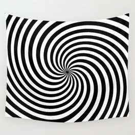 Black And White Op Art Spiral Wall Tapestry