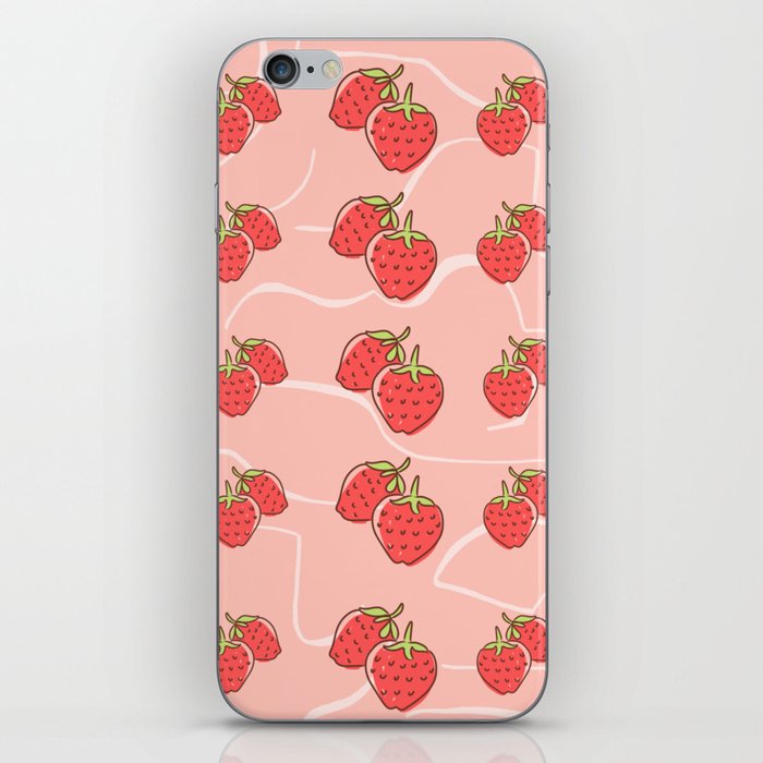 Cute Pink Strawberry Pattern iPhone Skin