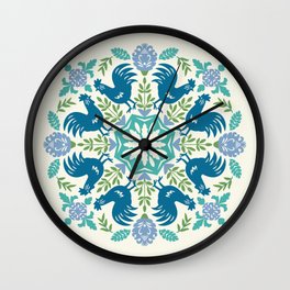Blue Roosters Wall Clock