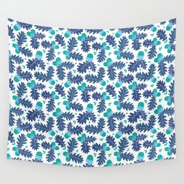 Acorns in Winter Blue Wall Tapestry