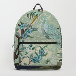 The Chinoiserie Panel Backpack | Megansteer, Retro, Birds, Stork, Seaweed, Chinoiserie, Morrisprint, Vintage, Birdpattern, Birdprint 