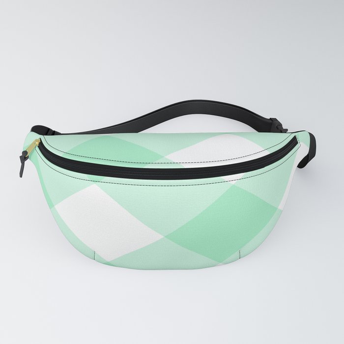 Mint Green Large Diagonal Gingham Pattern Fanny Pack