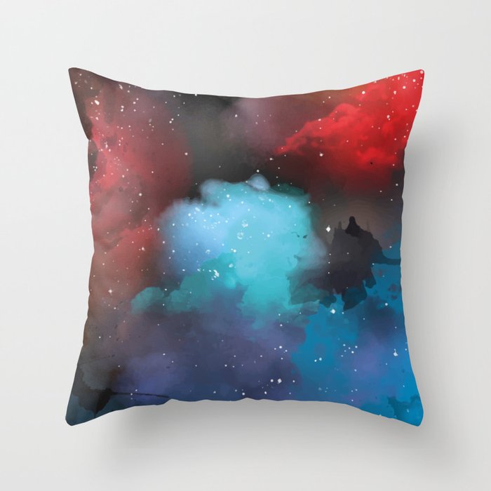 Space Splashed Watercolor Throw Pillow