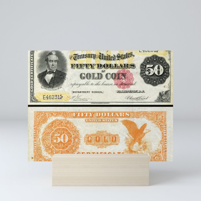 1882 US 50 Dollar Gold Certificate Wall Art Mini Art Print by Jeanpaul