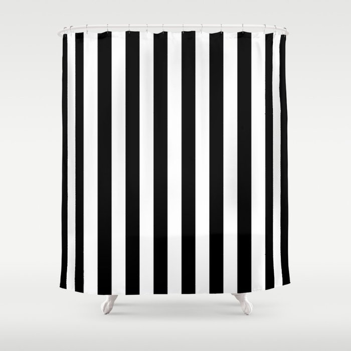Abstract Black and White Vertical Stripe Lines 10 Shower Curtain