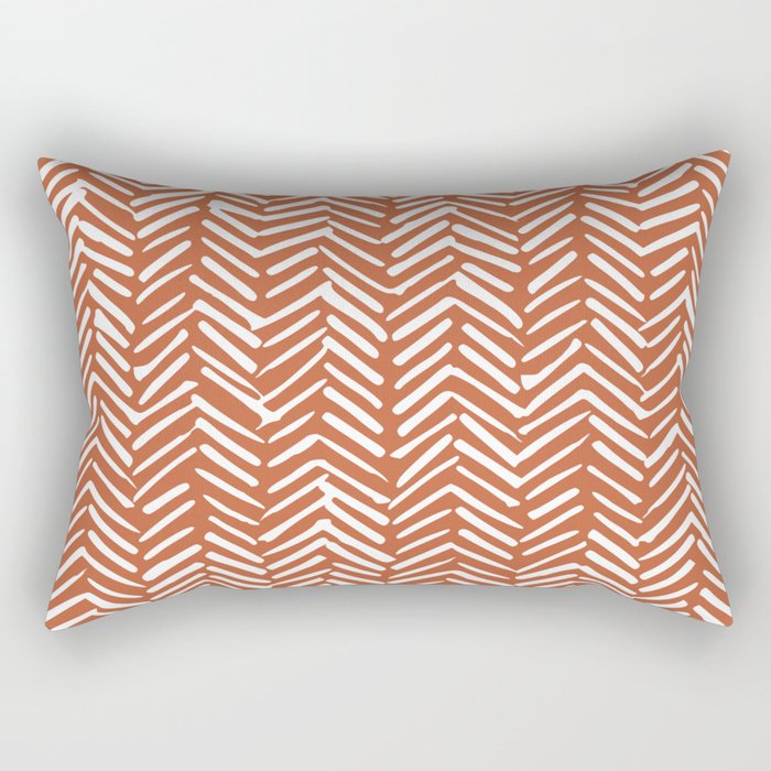 Boho, Abstract, Herringbone, Pattern, Terracotta Rectangular Pillow