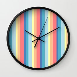 Coastal Stripes Wall Clock | Teal, Stripes, Summer, Lines, Sea, Sky, Geometric, Digital, Peach, Graphicdesign 