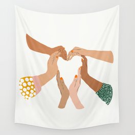 Indiscrimination | Anti-Racism Painting | Unity Illustration | Women Empowerment Growth Mindset Wall Tapestry