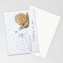 Thinking of You - Winter Snow Snail Stationery Cards