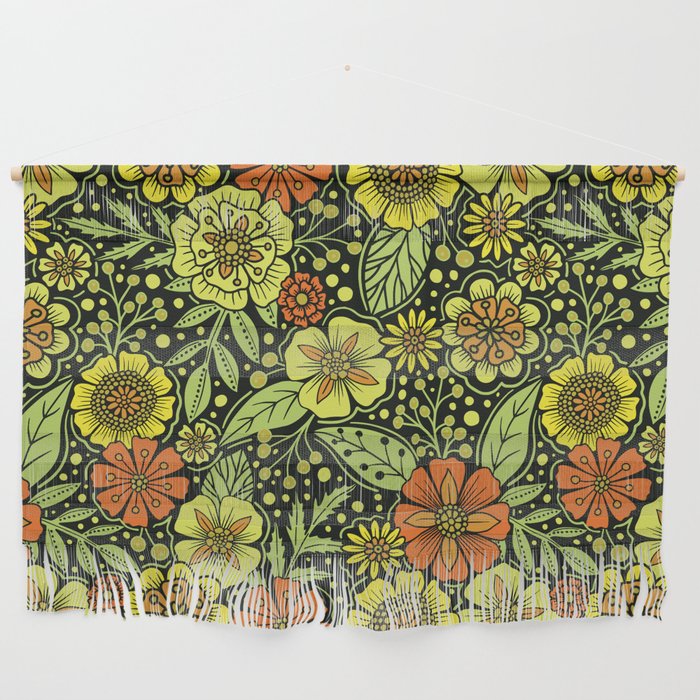 Vibrant Yellow & Green Floral Wall Hanging