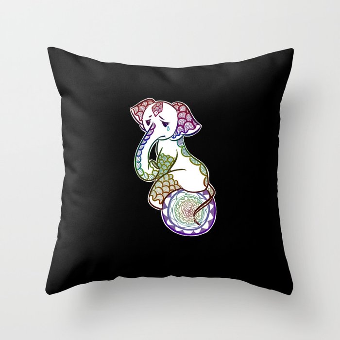 Lotus Elephant Throw Pillow