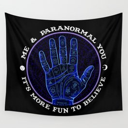 Me & Paranormal You - James Roper Design - Palmistry (white lettering) Wall Tapestry