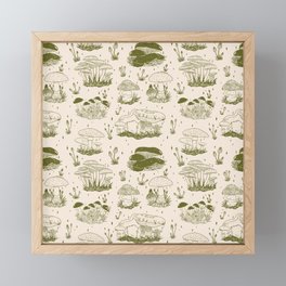 Mushroom Toile in Green Framed Mini Art Print