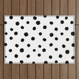 Hand-Drawn Dots (Black & White Pattern) Outdoor Rug