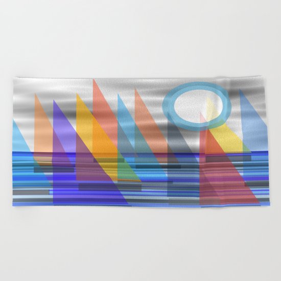 Geometric Sailing Beach Towel