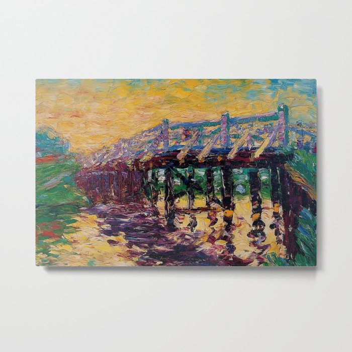 'Bridge by the Sea' coastal landscape painting by Emil Nolde Metal Print