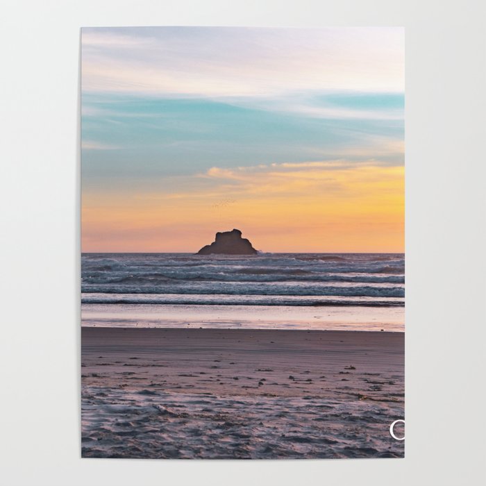 Sea Stack Beach Sunset #2 | Oregon Coast Travel Photography Poster