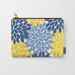 Blue Yellow Flower Burst Floral Pattern Carry-All Pouch