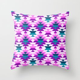 Pink Aztec diamonds large geometric pattern Throw Pillow