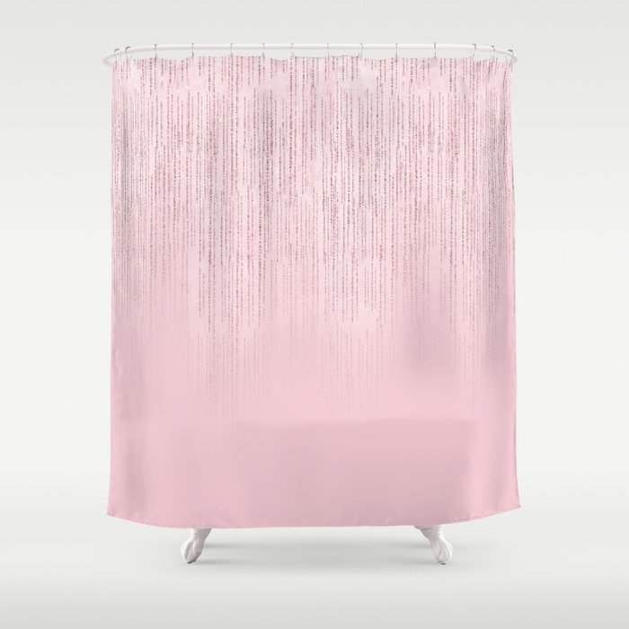 Glamorous Blush Pink Girly Glitter, Blush Pink Rose Gold Shower Curtain